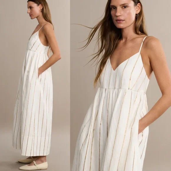 Jenni Kayne NWT Size S Cove Dress Gold Stripe Striped Maxi Dress - Picture 8 of 8